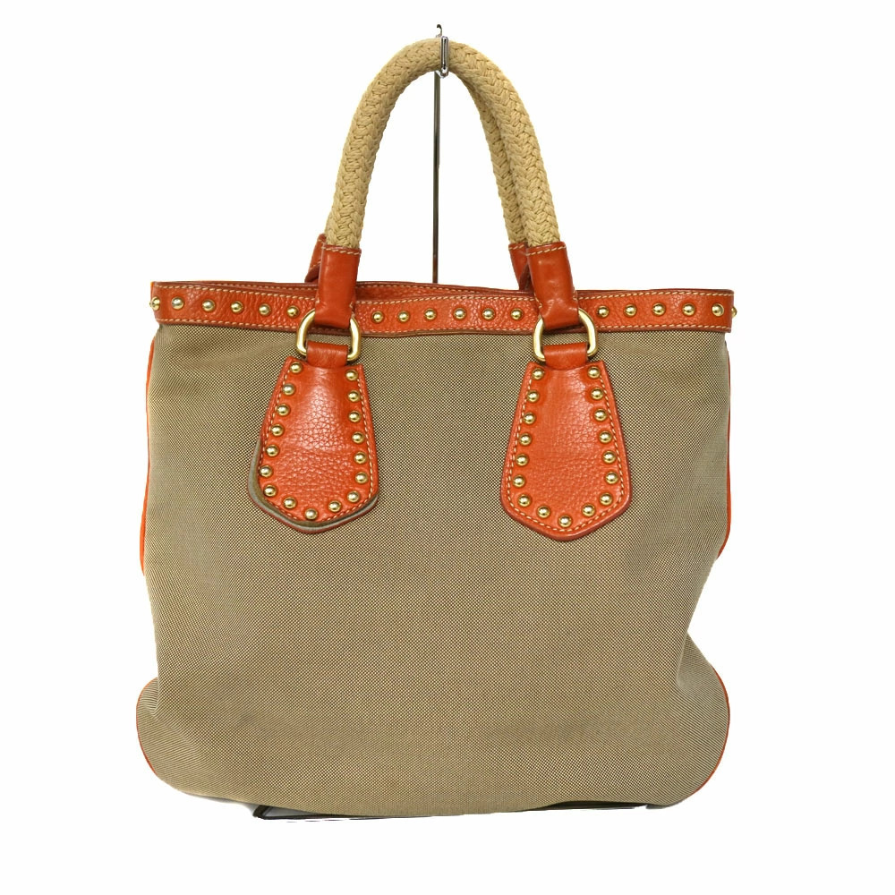 PRADA Handbag Beige Orange Leather Jacquard Bag - Picture 2 of 6